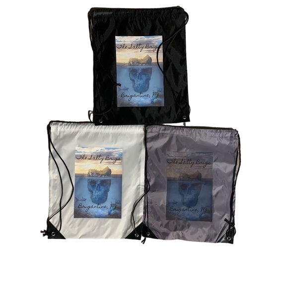 COPY - NWT The Salty Brigs, Brigantine, NJ Drawstring Back Pack - Gray - Picture 1 of 16